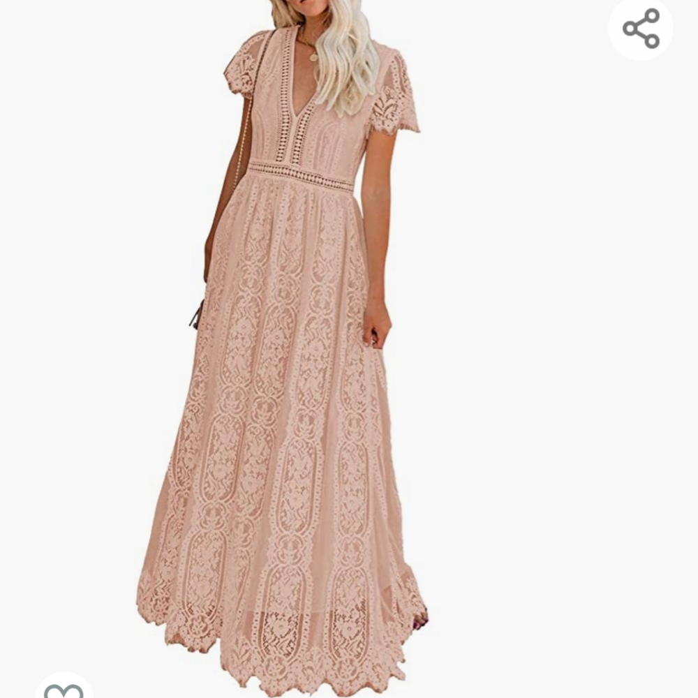 Blush lace maxi dress